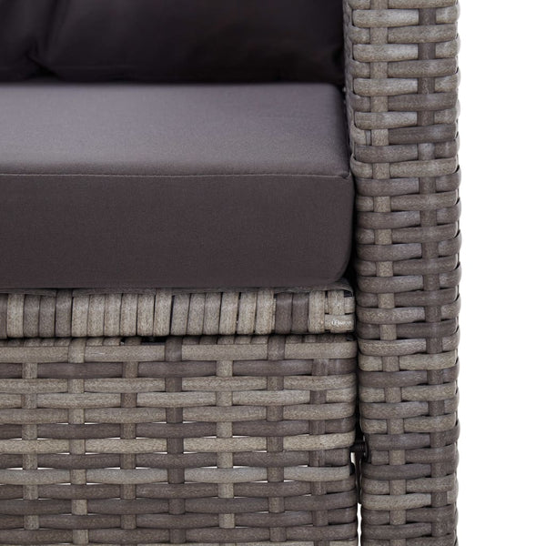 Patio Chairs 2 Seater Garden Sofa With Cushions Grey 124 Cm Poly Rattan