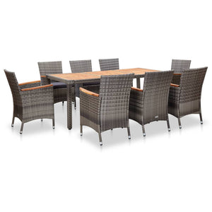 Patio Furniture Sets 9 Piece Garden Dining Set With Cushions Poly Rattan Grey