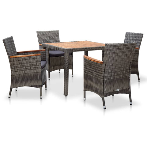 Patio Furniture Sets 5 Piece Garden Dining Set With Cushions Poly Rattan Grey