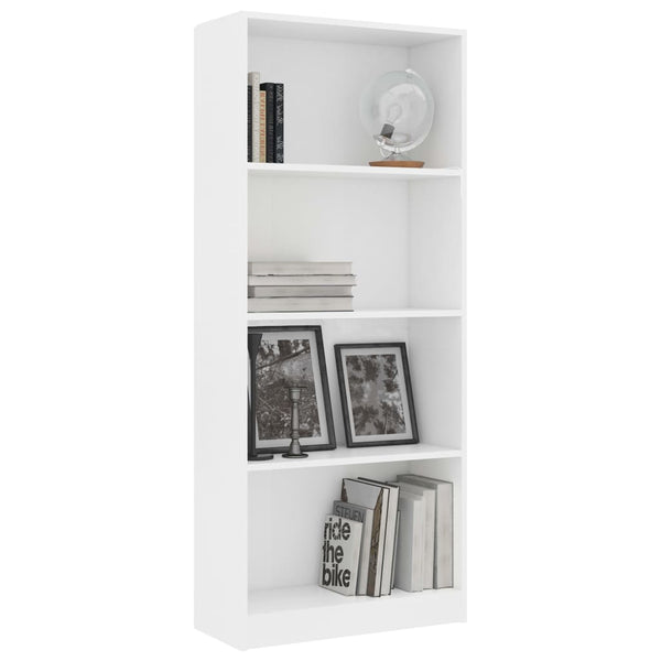 Bookshelves 4 Tier Book Cabinet White 60X24x142 Cm Engineered Wood