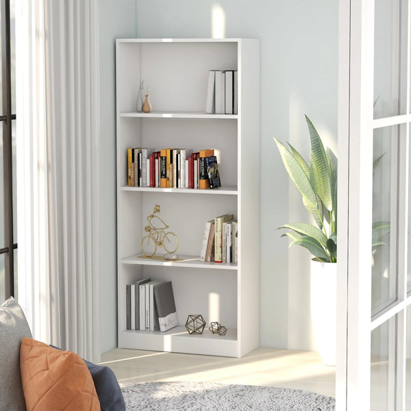 Bookshelves 4 Tier Book Cabinet White 60X24x142 Cm Engineered Wood