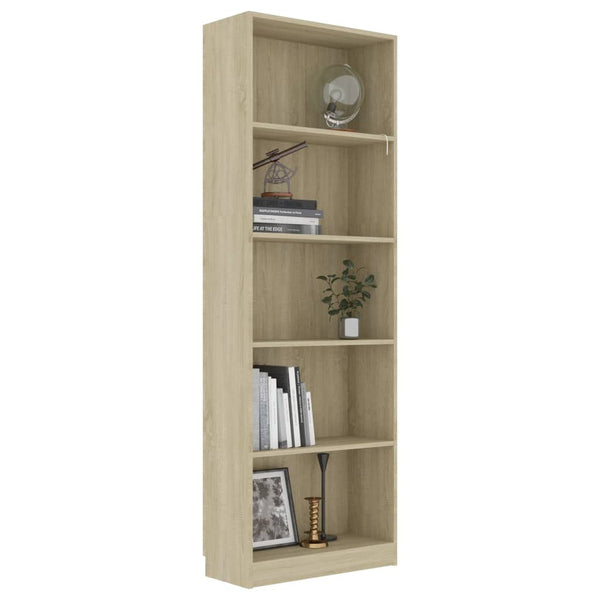 Bookshelves 5 Tier Book Cabinet Sonoma Oak 60X24x175 Cm Engineered Wood