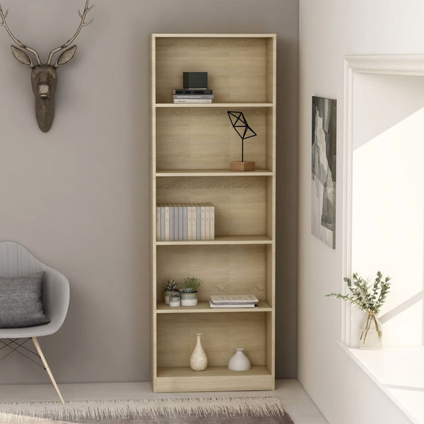 Bookshelves 5 Tier Book Cabinet Sonoma Oak 60X24x175 Cm Engineered Wood