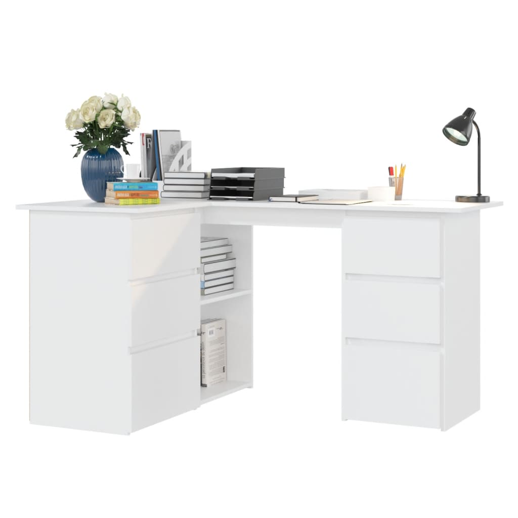 Home Office Desks Corner Desk White 145X100x76 Cm Engineered Wood