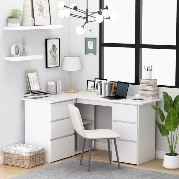 Home Office Desks Corner Desk White 145X100x76 Cm Engineered Wood