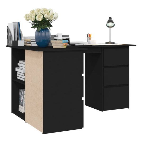 Home Office Desks Corner Desk Black 145X100x76 Cm Engineered Wood