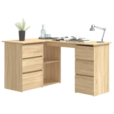 Home Office Desks Corner Desk Sonoma Oak 145X100x76 Cm Engineered Wood