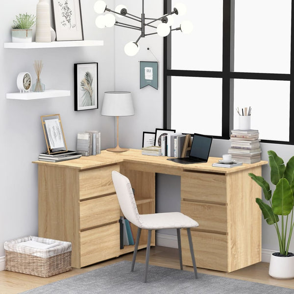 Home Office Desks Corner Desk Sonoma Oak 145X100x76 Cm Engineered Wood