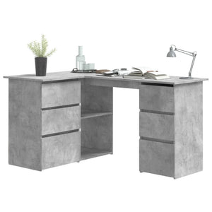 Home Office Desks Corner Desk Concrete Grey 145X100x76 Cm Engineered Wood