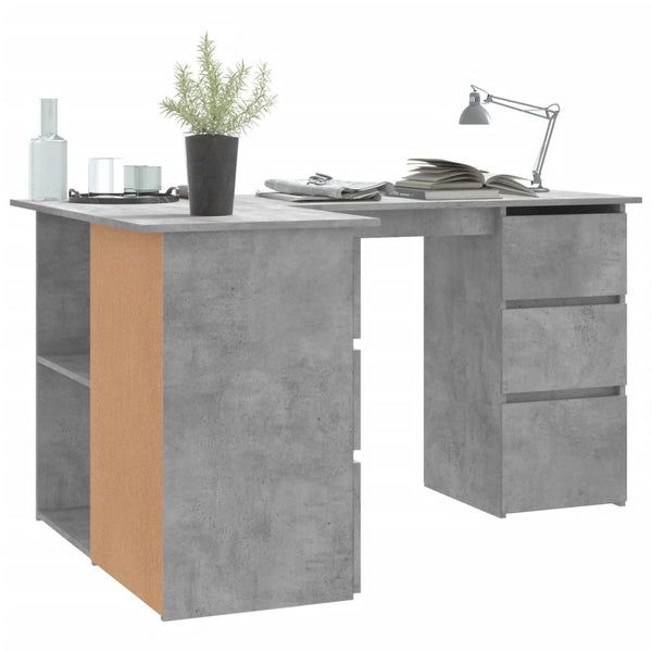 Home Office Desks Corner Desk Concrete Grey 145X100x76 Cm Engineered Wood