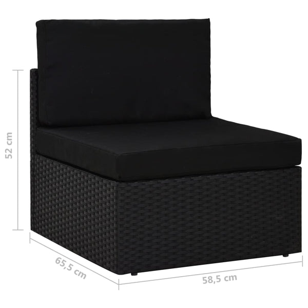 Patio Chairs Sectional Sofa 3 Seater Poly Rattan Black