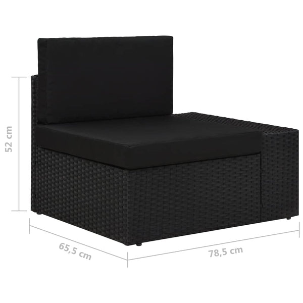 Patio Chairs Sectional Sofa 3 Seater Poly Rattan Black