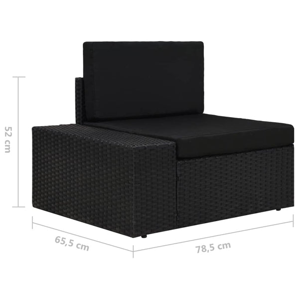 Patio Chairs Sectional Sofa 3 Seater Poly Rattan Black