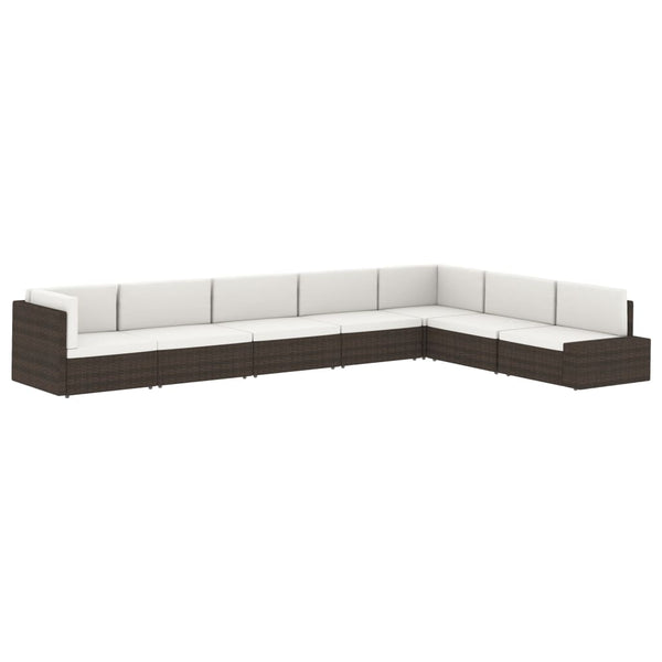 Sectional Sofa 2-Seater Poly Rattan Brown