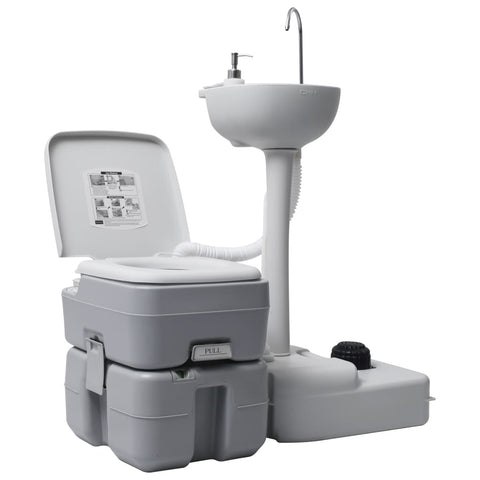 Portable Toilets & Accessories Portable Camping Toilet And Handwash Stand Set Grey