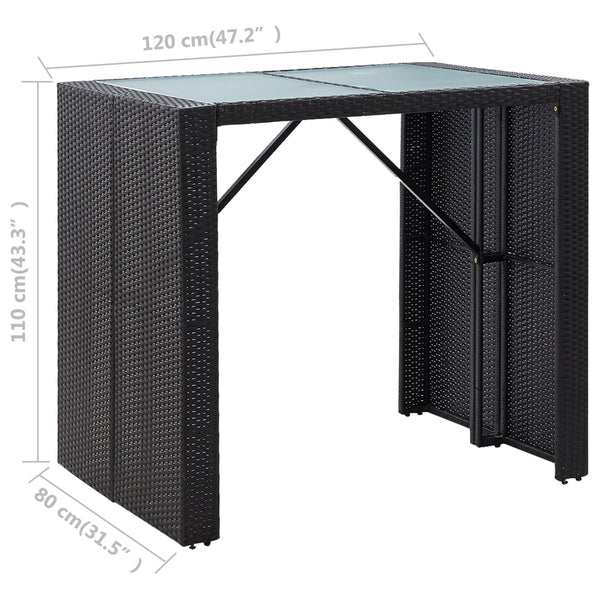 Patio Furniture Sets 5 Piece Outdoor Bar Set Poly Rattan And Glass Black