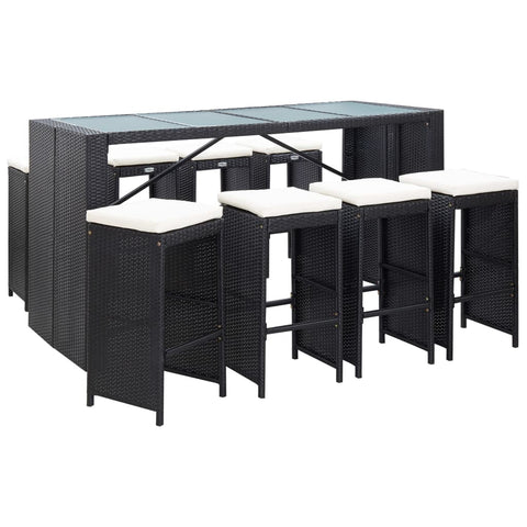 Patio Furniture Sets 9 Piece Outdoor Bar Set Poly Rattan Black