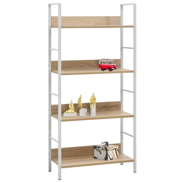 Bookshelves 4 Layer Book Shelf Oak 60X27.6X124.5 Cm Engineered Wood