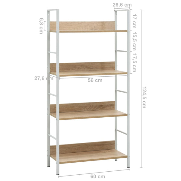 Bookshelves 4 Layer Book Shelf Oak 60X27.6X124.5 Cm Engineered Wood