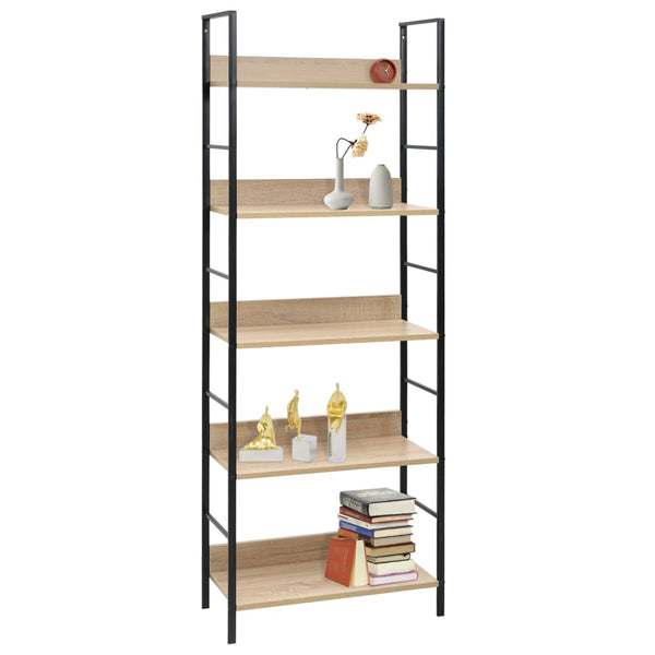 Bookshelves 5 Layer Book Shelf Oak 60X27.6X158.5 Cm Engineered Wood