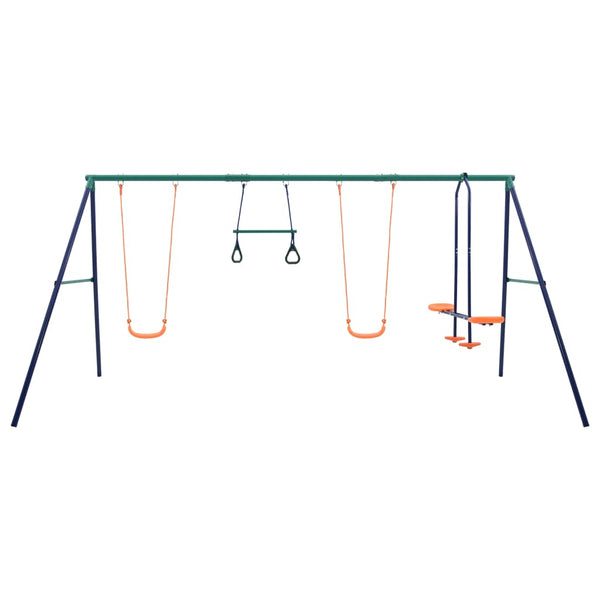 Outdoor Swings Swing Set With Gymnastic Rings And 4 Seats Steel