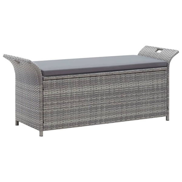 Benches Storage Bench With Cushion Grey 138 Cm Poly Rattan