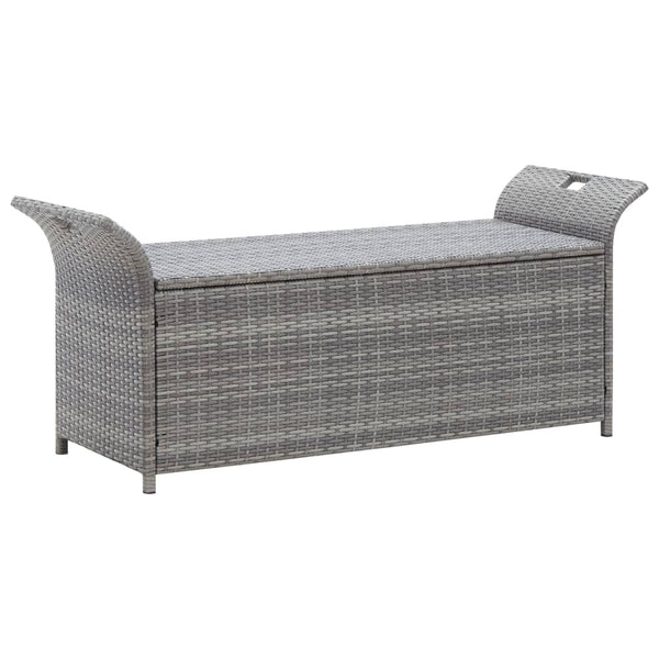 Benches Storage Bench With Cushion Grey 138 Cm Poly Rattan