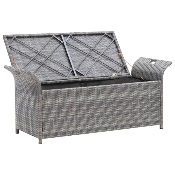 Benches Storage Bench With Cushion Grey 138 Cm Poly Rattan