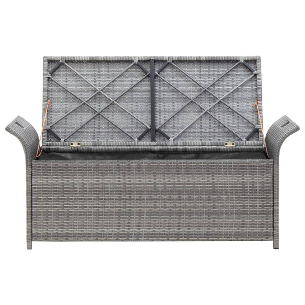 Benches Storage Bench With Cushion Grey 138 Cm Poly Rattan