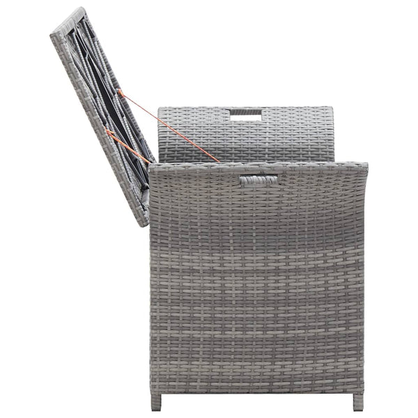 Benches Storage Bench With Cushion Grey 138 Cm Poly Rattan