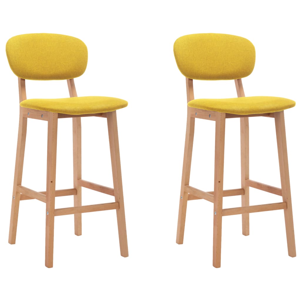 Benches Bar Stools Bar Stools 2 Pcs Mustard Yellow Fabric