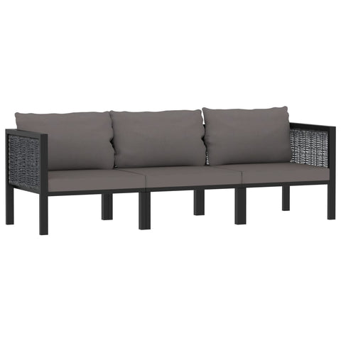 Sofas, Armchairs & Couches 3 Seater Sofa With Cushions Anthracite Poly Rattan