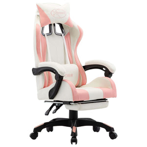 Chairs Racing Chair With Footrest Pink And White Faux Leather