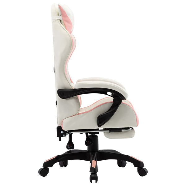 Chairs Racing Chair With Footrest Pink And White Faux Leather