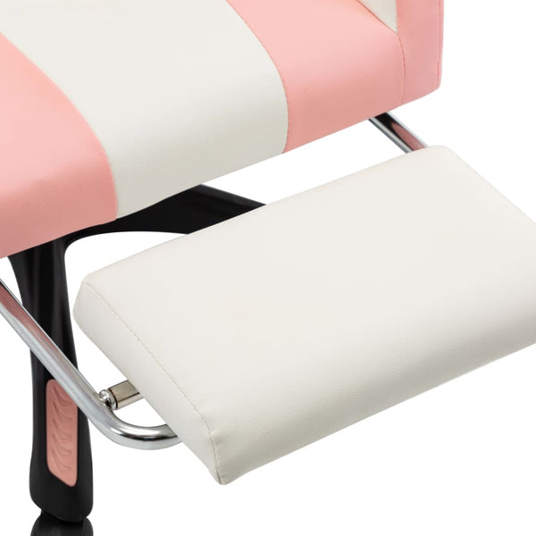 Chairs Racing Chair With Footrest Pink And White Faux Leather