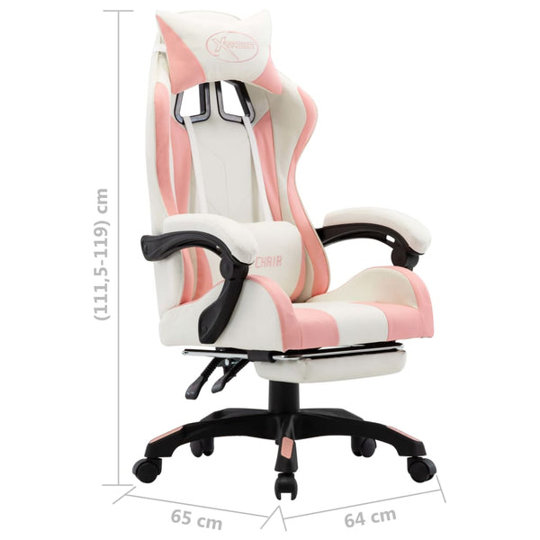 Chairs Racing Chair With Footrest Pink And White Faux Leather