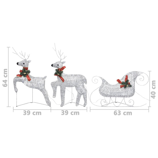 Seasonal Decorations Reindeer & Sleigh Christmas Decoration 60 Leds Outdoor Silver