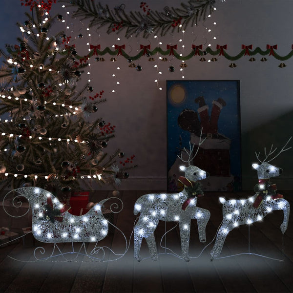 Seasonal Decorations Reindeer & Sleigh Christmas Decoration 60 Leds Outdoor Silver