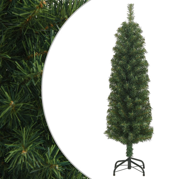 Seasonal Decorations Slim Artificial Christmas Tree With Stand Green 150 Cm Pvc