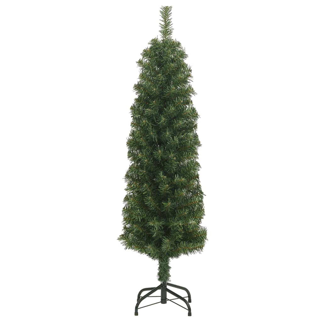 Seasonal Decorations Slim Artificial Christmas Tree With Stand Green 150 Cm Pvc