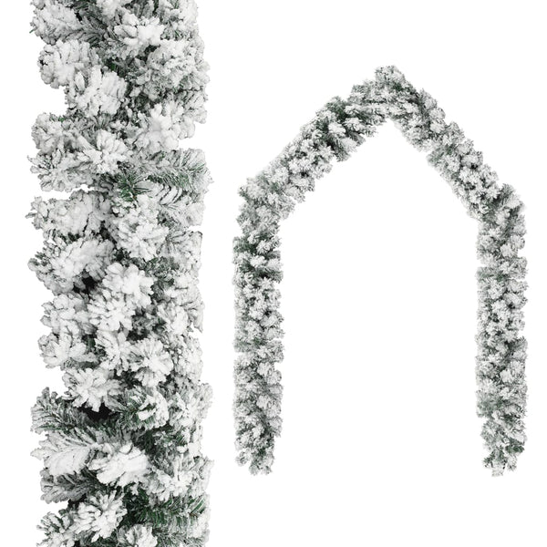 Seasonal Decorations Christmas Garland With Flocked Snow Green 5 M Pvc