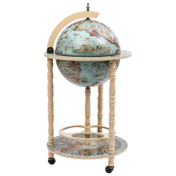 Racks Globe Bar Wine Stand Eucalyptus Wood Blue