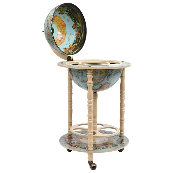 Racks Globe Bar Wine Stand Eucalyptus Wood Blue