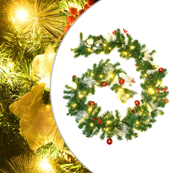 Seasonal Decorations Christmas Garland With Led Lights Green 2.7 M Pvc