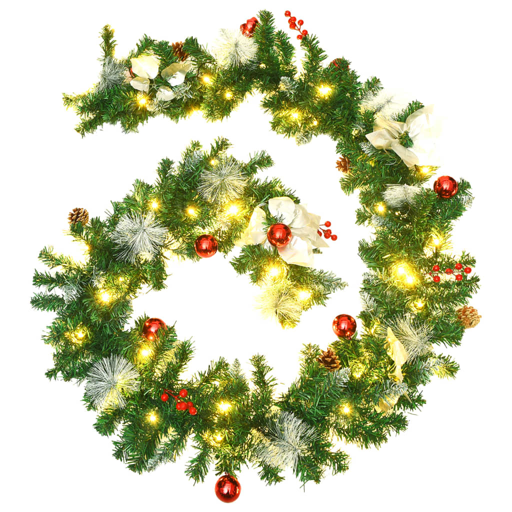 Seasonal Decorations Christmas Garland With Led Lights Green 2.7 M Pvc