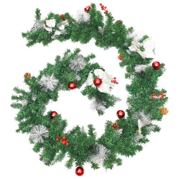 Seasonal Decorations Christmas Garland With Led Lights Green 2.7 M Pvc