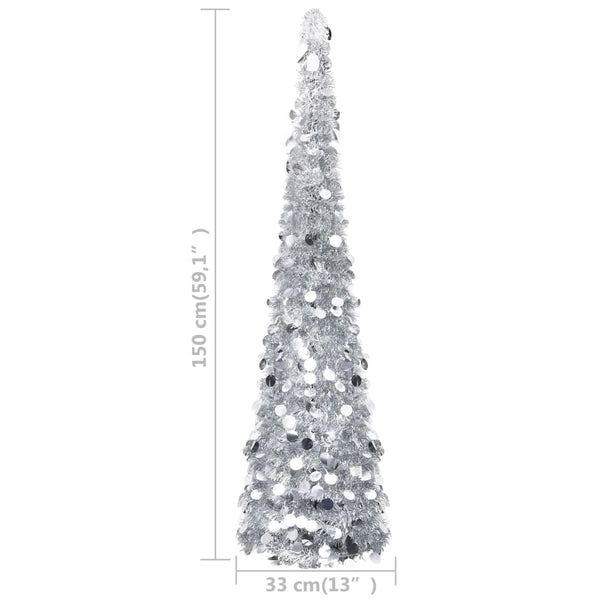 Seasonal Decorations Pop Up Artificial Christmas Tree Silver 150 Cm Pet