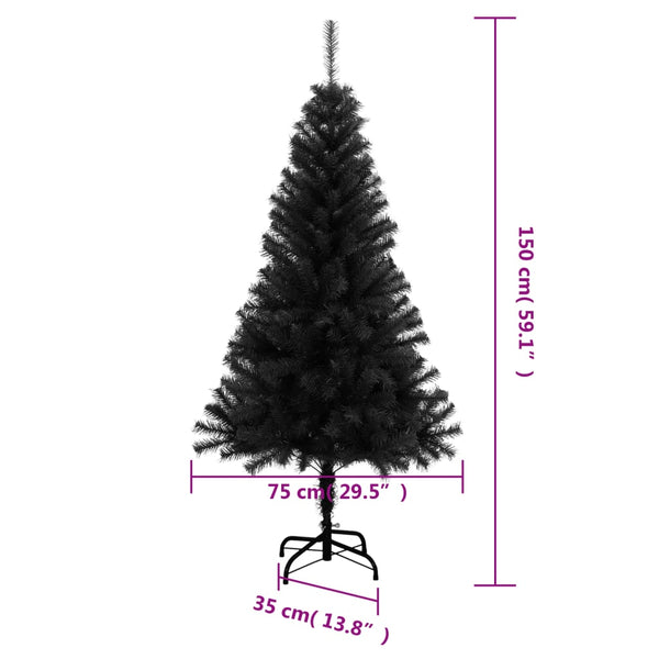 Seasonal Decorations Artificial Christmas Tree With Stand Black 150 Cm Pvc