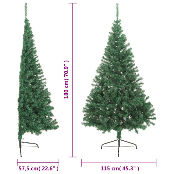 Seasonal Decorations Artificial Half Christmas Tree With Stand Green 180 Cm Pvc