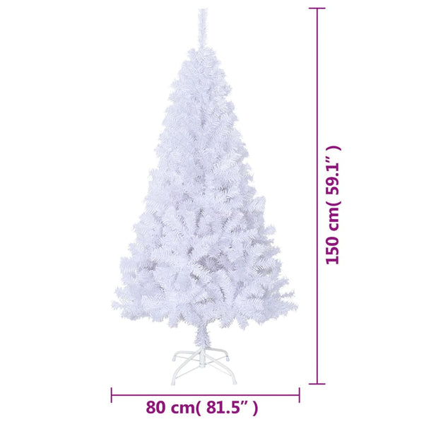 Seasonal Decorations Artificial Christmas Tree With Thick Branches White 150 Cm Pvc